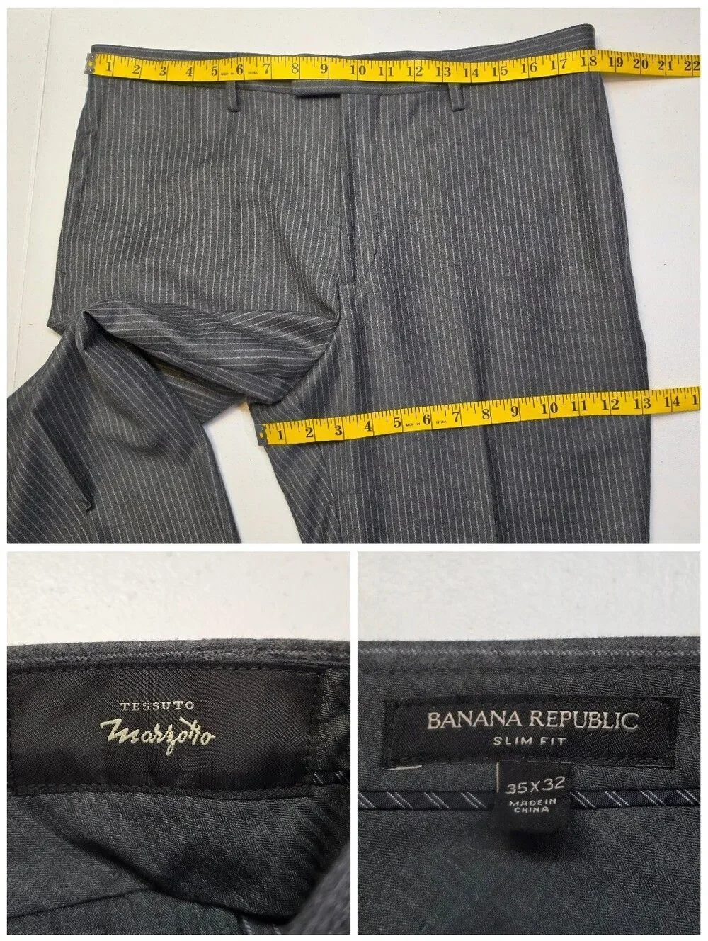 Banana Republic Tessuto Marzotto Gray Pinstripe Suit Blazer Jacket Dress Pants